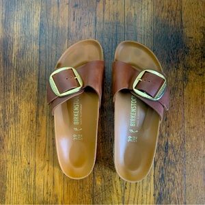 Birkenstock Madrid Big Buckle Sandals Cognac Size: 39